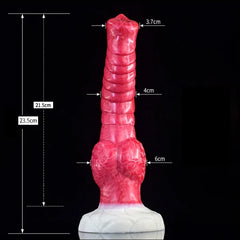 9.25" Mixed Color Platinum Silicone Fantasy Wolf Dog Knot Dildo, Textured Shaft-9