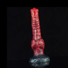 9.25" Mixed Color Platinum Silicone Fantasy Wolf Dog Knot Dildo, Textured Shaft-1
