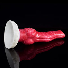 9.25" Mixed Color Platinum Silicone Fantasy Wolf Dog Knot Dildo, Textured Shaft-10