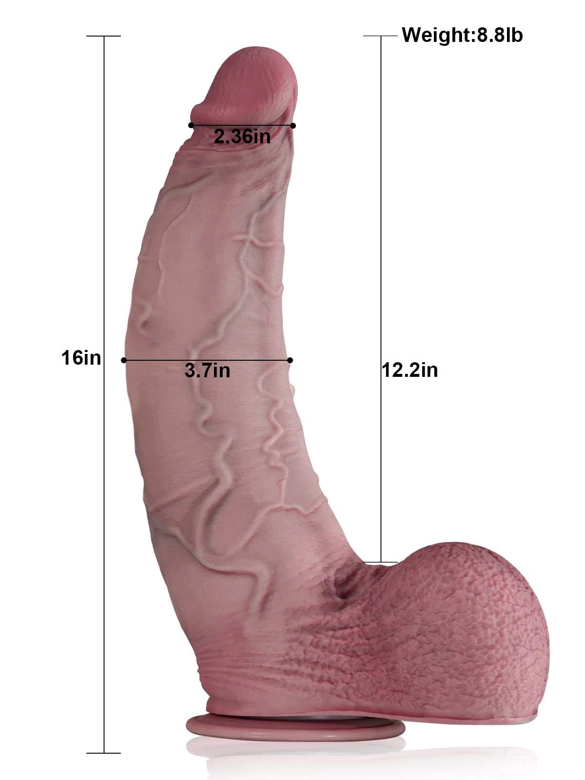 Granite 16" x 3.7" Giant Thick Curved Huge Dildo With Swollen Balls
