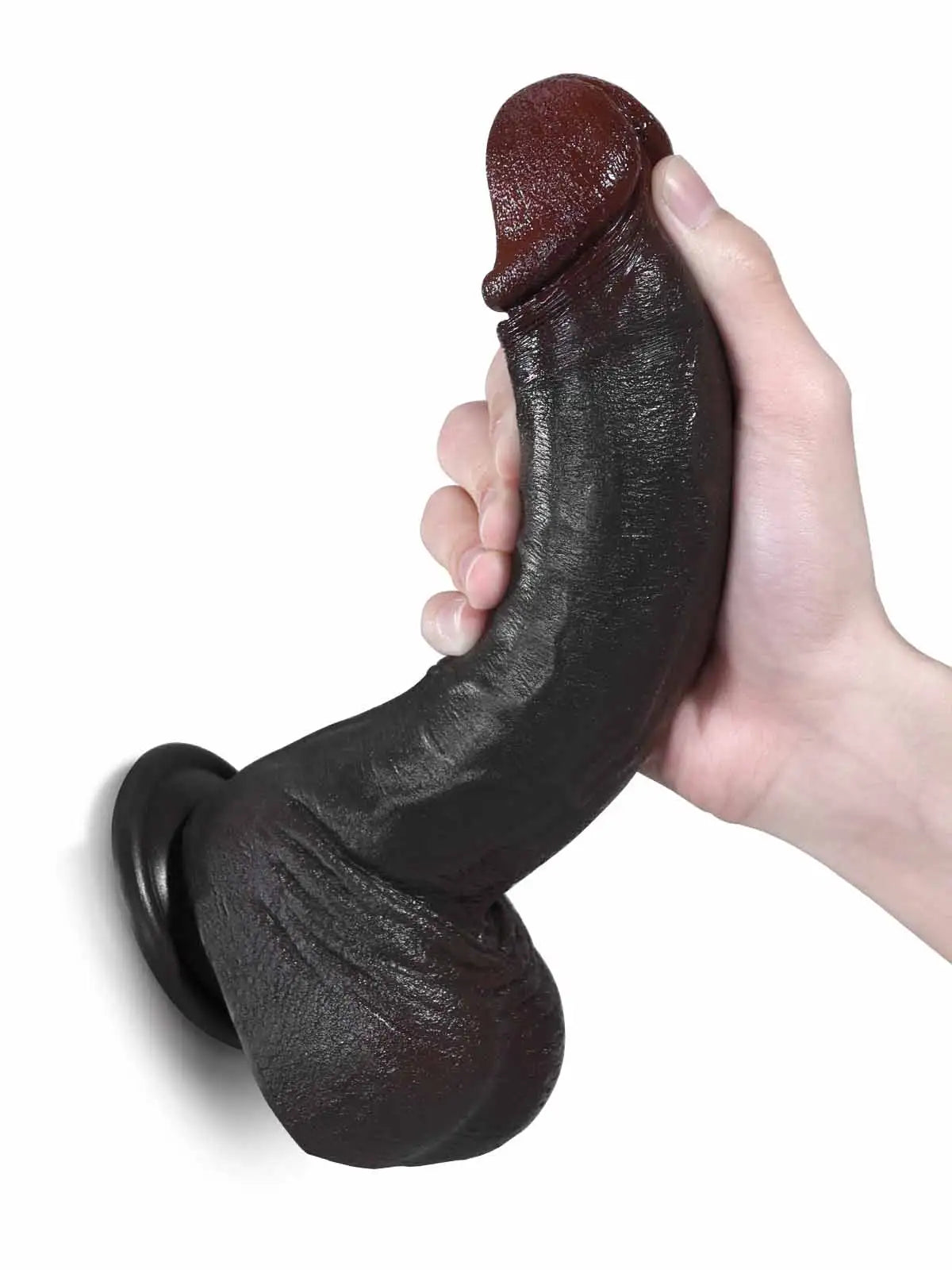 Brandon 9.5 x 1.8 Slim Black Realistic Dildo with Flared Head & Suction Base-12