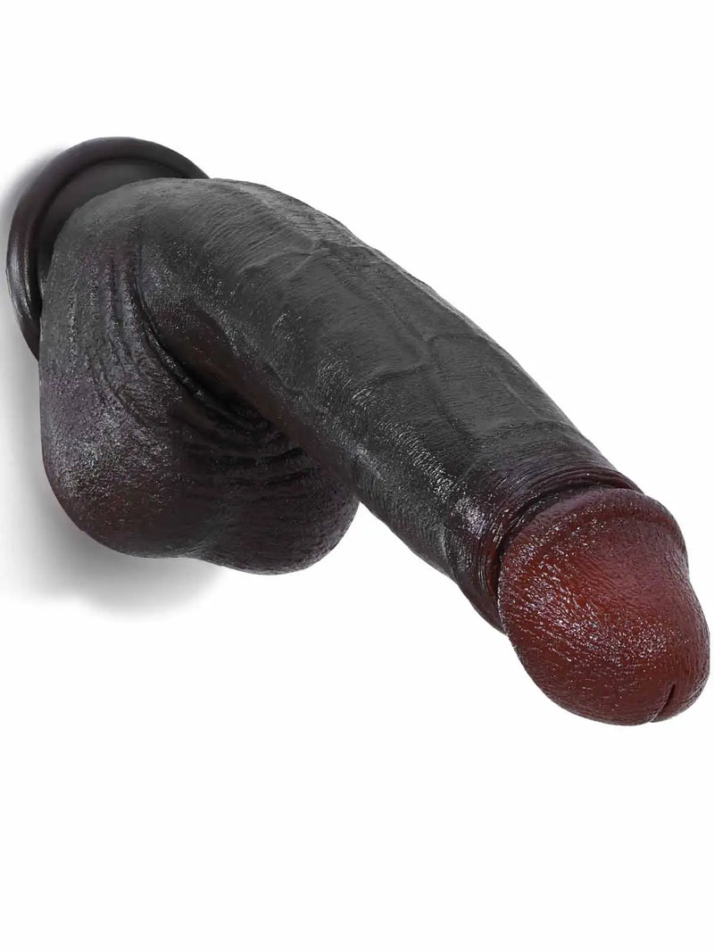 Brandon 9.5 x 1.8 Slim Black Realistic Dildo with Flared Head & Suction Base-8