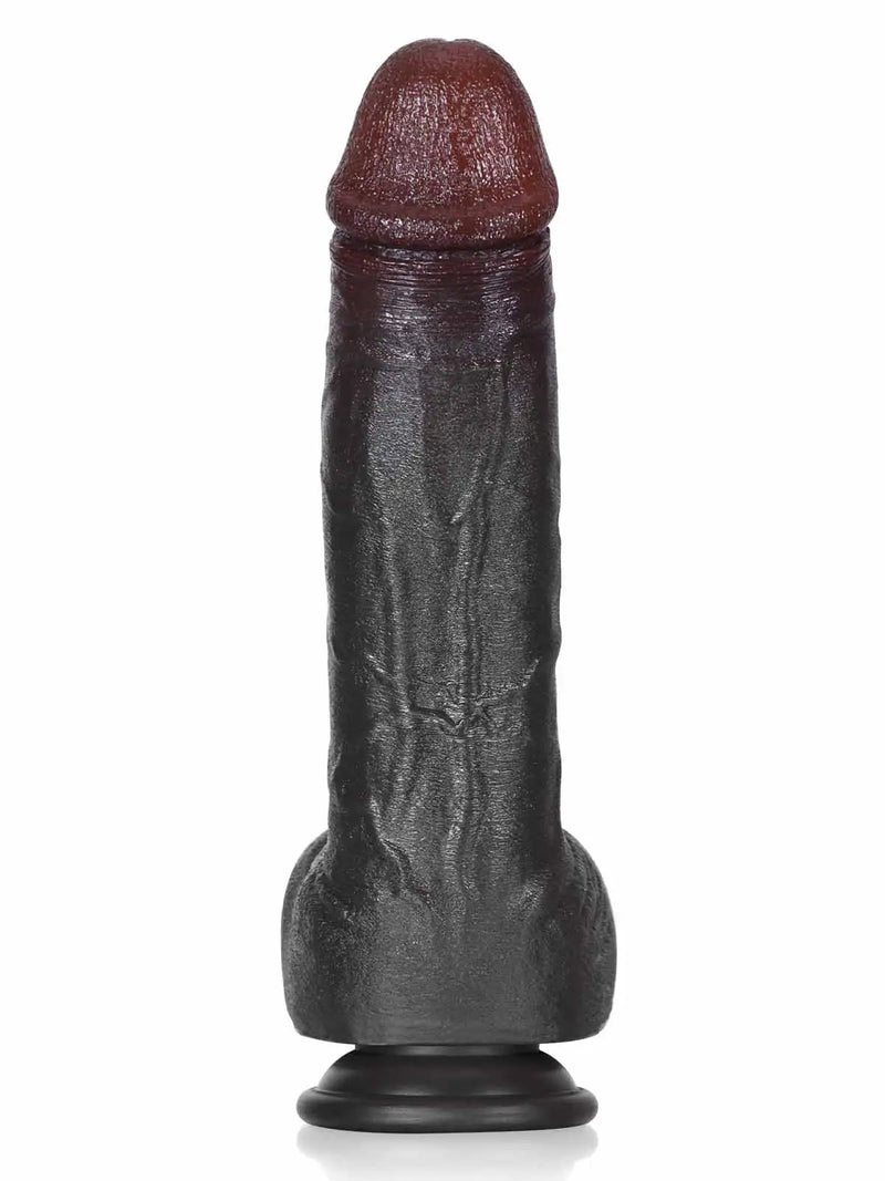 Brandon 9.5 x 1.8 Slim Black Realistic Dildo with Flared Head & Suction Base-5