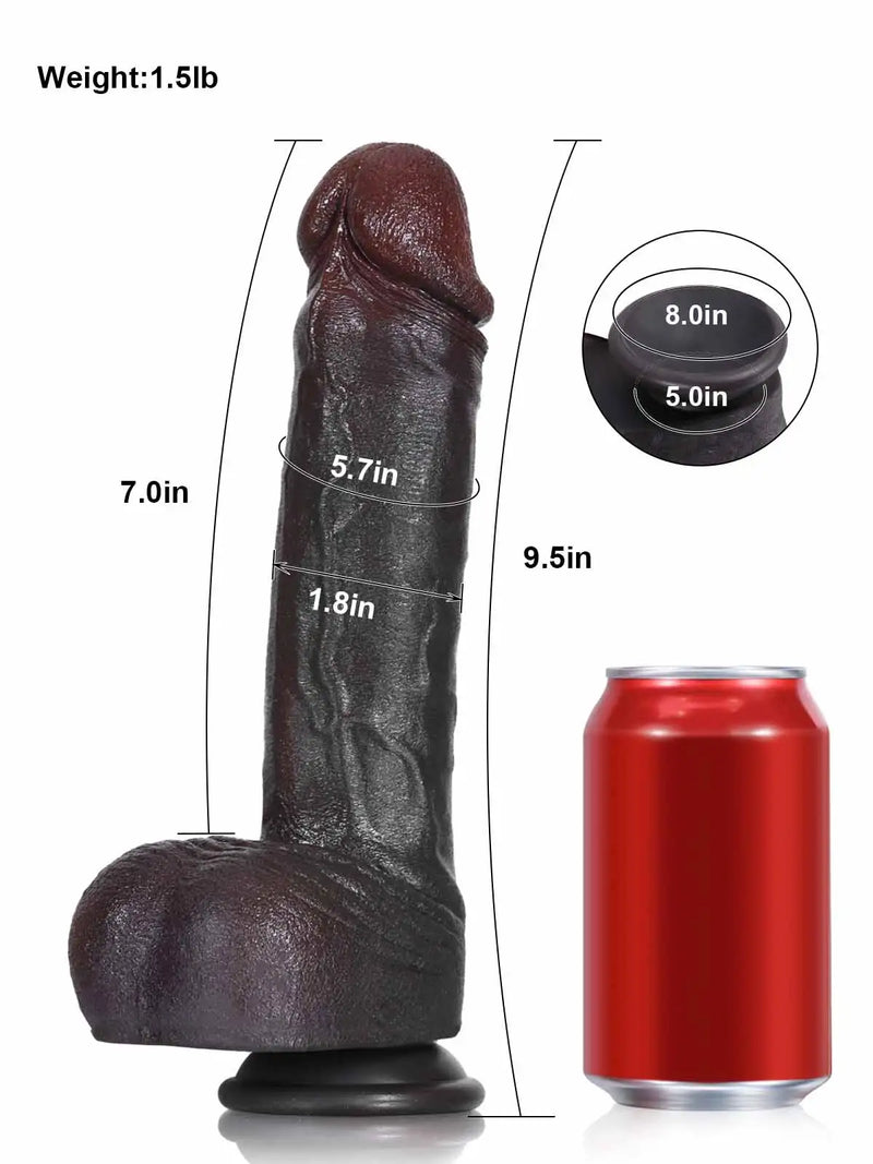 Brandon 9.5 x 1.8 Slim Black Realistic Dildo with Flared Head & Suction Base-2