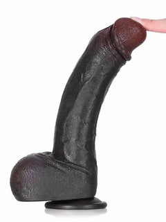 Brandon 9.5 x 1.8 Slim Black Realistic Dildo with Flared Head & Suction Base-9