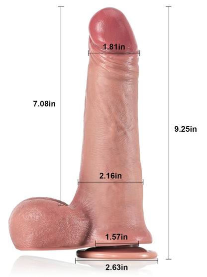 Caleb 9.3" x 2.2" Sliding Skin Dildo with Movable Soft Balls