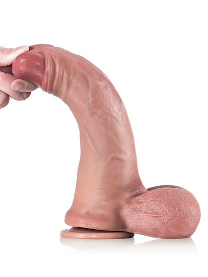 Caleb 9.3" x 2.2" Sliding Skin Dildo with Movable Soft Balls