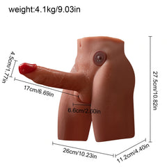 Caleb 9LB TPE Male Sex Torso with Big Butt & 6.69" Telescoping Dildo, 4 Speeds-2
