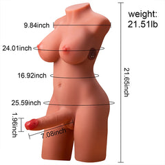 Celine 21.5LB TPE D-Cup Shemale Sex Torso with 7.08" Thrusting Vibrating Dildo-2