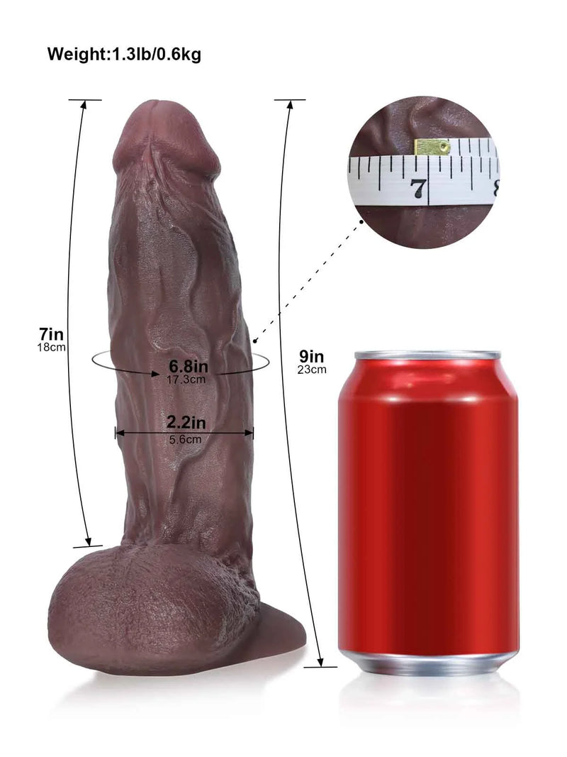 Clark 8.7" x 2.2" Thick Dual-Density Realistic Dildo with Vac-U-Lock & Suction Base(Dark Brown)-2