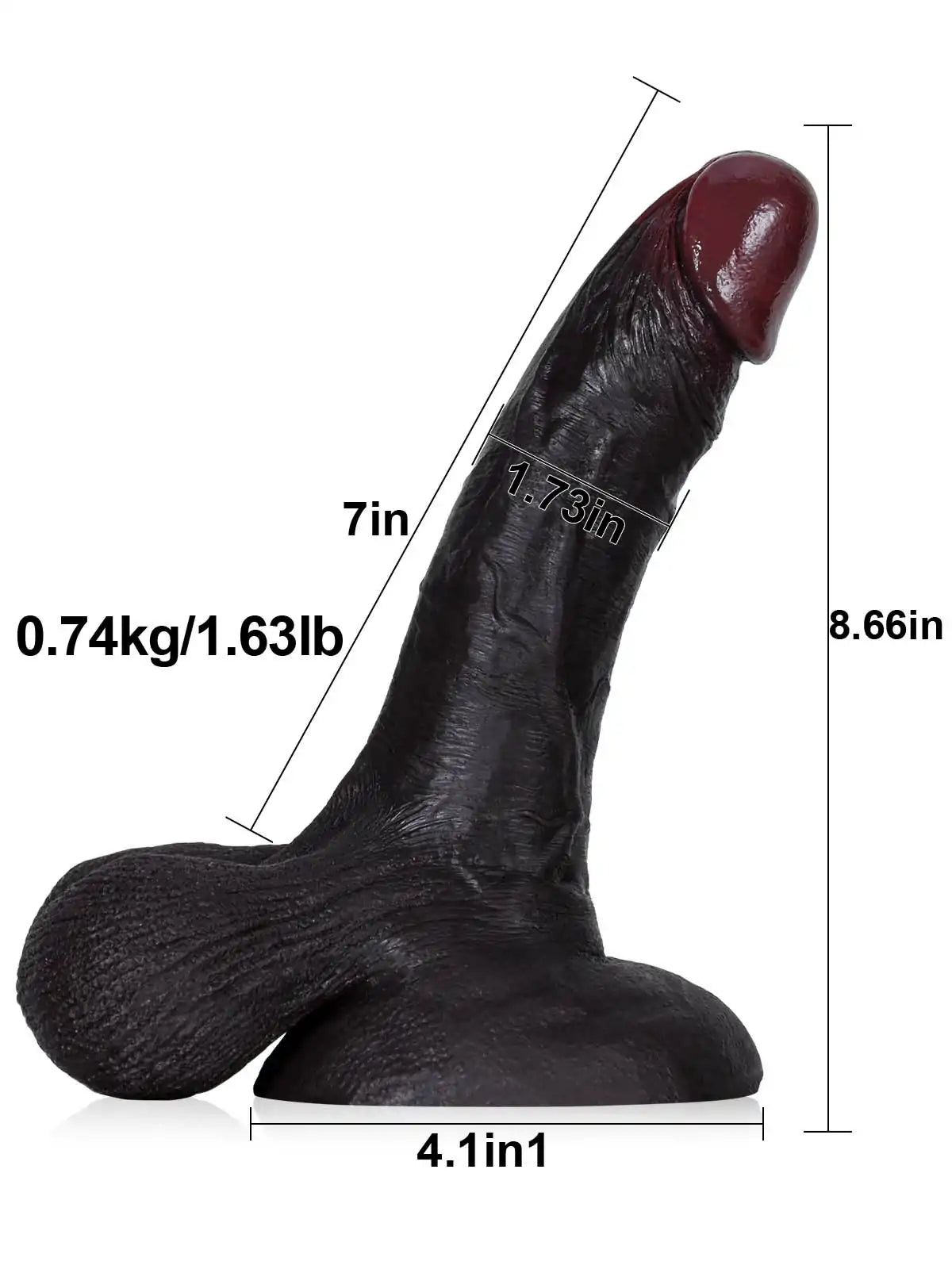 Nolan 8.6" x 1.7" Black Realistic Dildo with Squeezable Swinging Balls & Strong Hands-Free Suction-3
