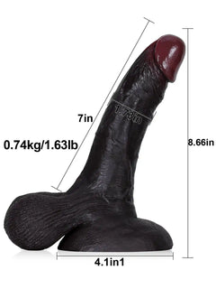 Nolan 8.6" x 1.7" Black Realistic Dildo with Squeezable Swinging Balls & Strong Hands-Free Suction-3