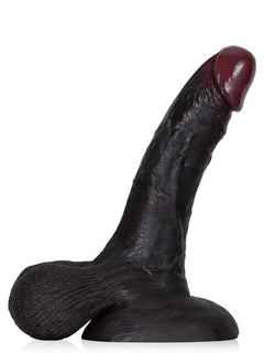 Nolan 8.6" x 1.7" Black Realistic Dildo with Squeezable Swinging Balls & Strong Hands-Free Suction-1