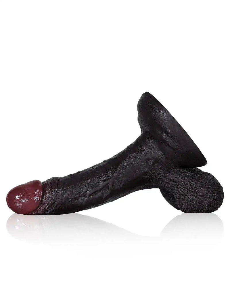 Nolan 8.6" x 1.7" Black Realistic Dildo with Squeezable Swinging Balls & Strong Hands-Free Suction-7