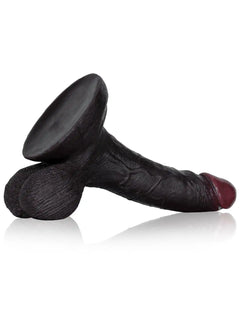 Nolan 8.6" x 1.7" Black Realistic Dildo with Squeezable Swinging Balls & Strong Hands-Free Suction-8
