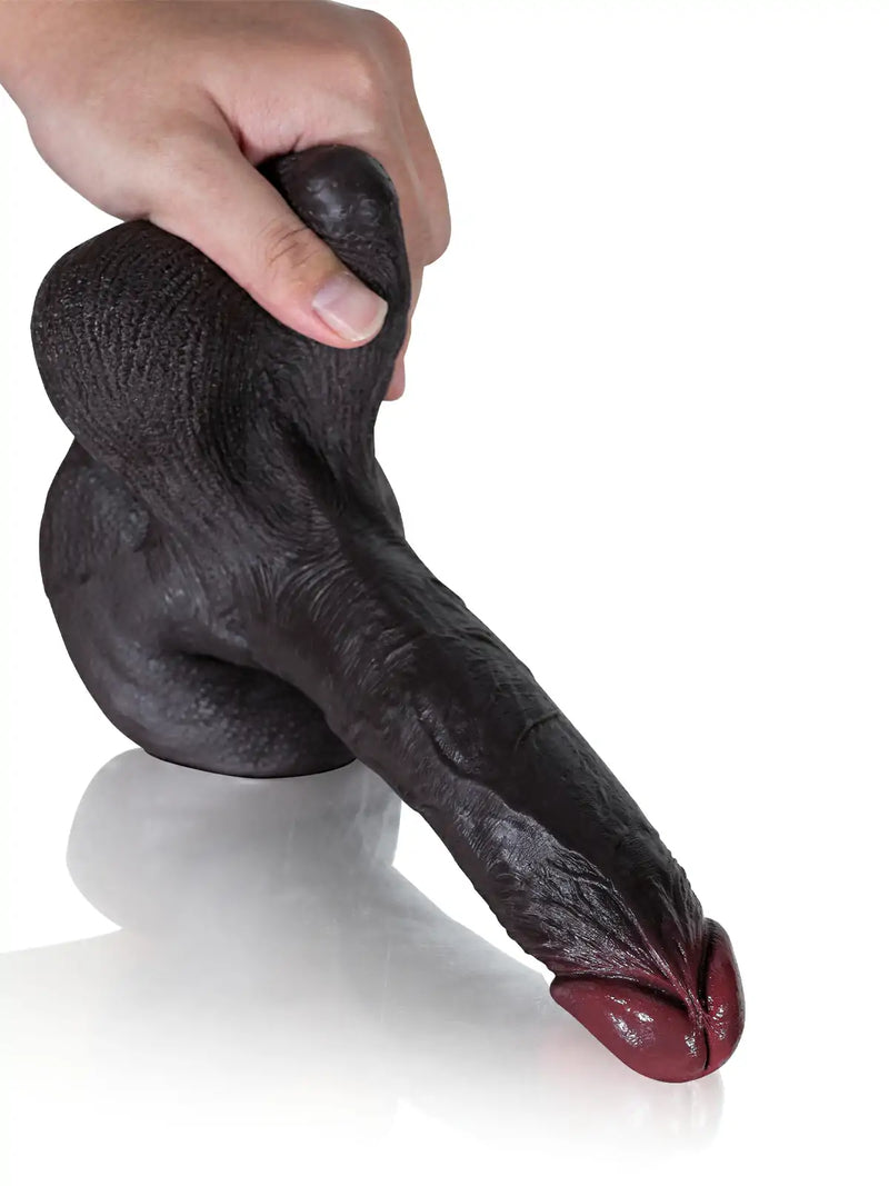 Nolan 8.6" x 1.7" Black Realistic Dildo with Squeezable Swinging Balls & Strong Hands-Free Suction-6