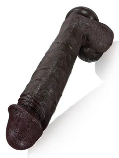 Desmond 11.29" x 1.88" Dark Brown Thrusting Vibrating Dildo with Movable Balls-4