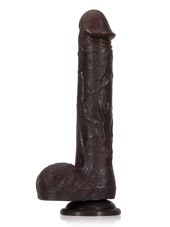 Desmond 11.29" x 1.88" Dark Brown Thrusting Vibrating Dildo with Movable Balls-5