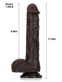 Desmond 11.29" x 1.88" Dark Brown Thrusting Vibrating Dildo with Movable Balls-2