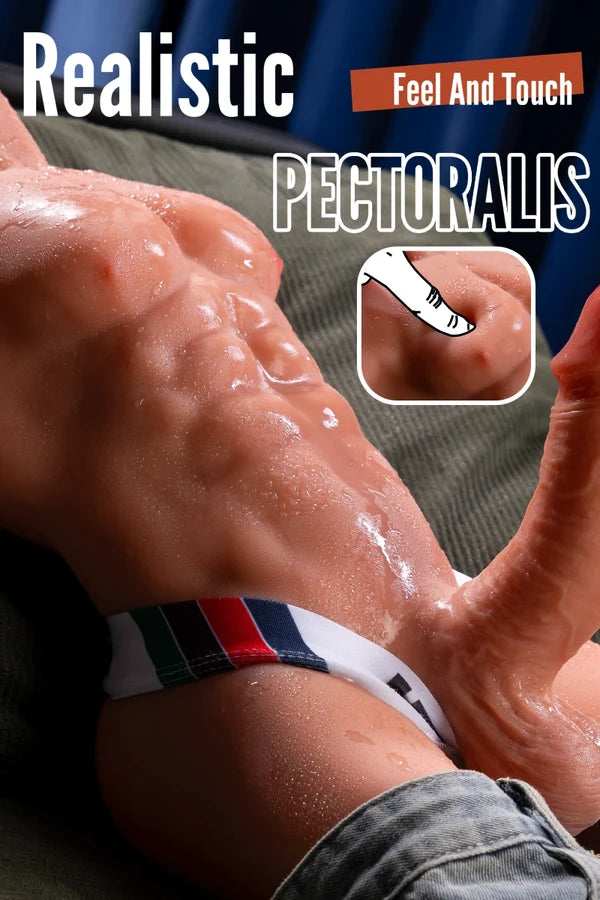 Elias 19LB Male Torso with Thighs, 3D Anal Channel & 6.29" Thrusting Vibrating Dildo-6