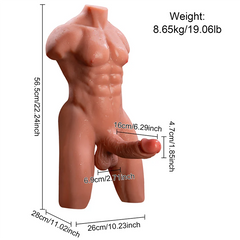 Elias 19LB Male Torso with Thighs, 3D Anal Channel & 6.29" Thrusting Vibrating Dildo-2
