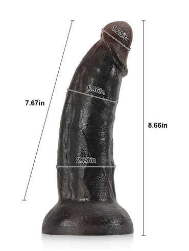 Fisher Black Curved Dildo G Spot Realistic Dildo No Balls - 8*1.9 Inch