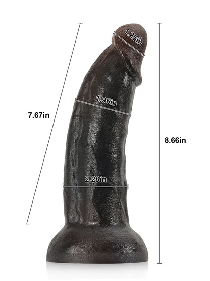 Fisher Black Curved Dildo G Spot Realistic Dildo No Balls - 8*1.9 Inch