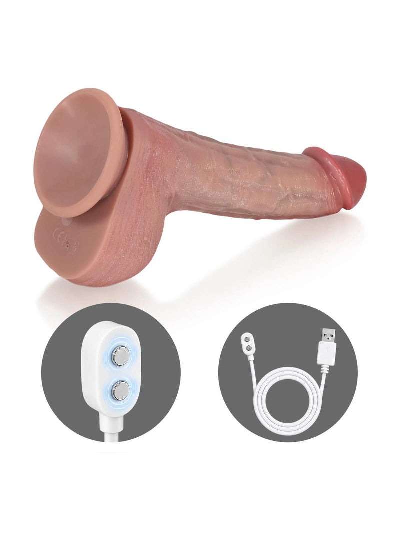 Gavin 9" x 1.8" Veined Realistic Dildo with Thrusting, Heating & Ring Remote-7
