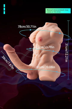 Grant 8.37LB Muscular Male Torso with 3D Anal Channel & 7.87" Metal-Core Bendable Dildo-2