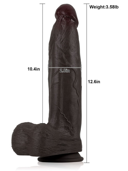 Henry Dual Density Silicone Huge & Thick Realistic Black Dildo- 12*2.8 Inch