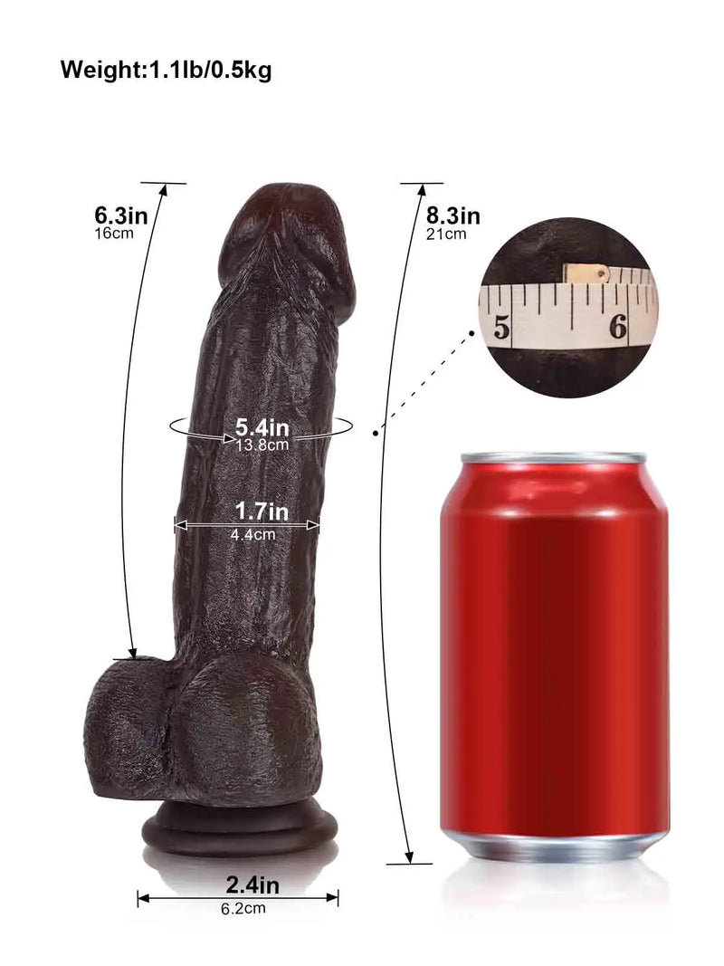Jake 8.3" x 1.7" Bendable Realistic Dildo with Swollen Head & Suction Base-2