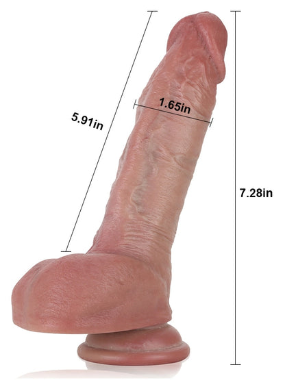Jamie 7.5" x 1.6" Beginner-Friendly Dual-Density Silicone Dildo with Suction