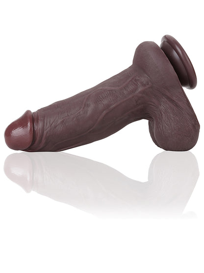 Jamie Dual Density Silicone Thick Realistic Black Dildo With Ball - 8*2 Inch