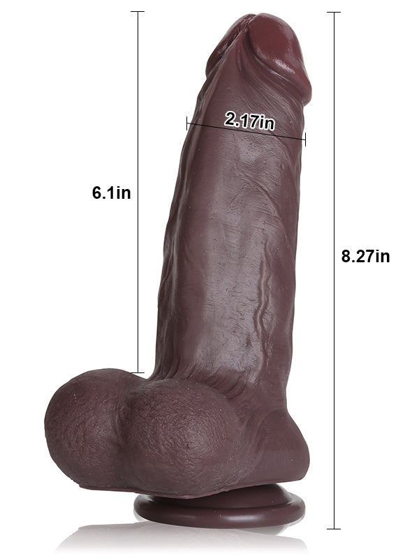 Jamie Dual Density Silicone Thick Realistic Black Dildo With Ball - 8*2 Inch