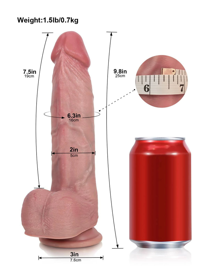 Jasper 9.8" x 2" Wide Crown Thrusting Dildo with Vibration & Heating-2