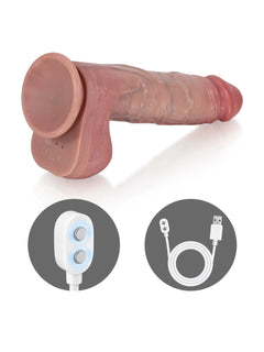 Jasper 9.8" x 2" Wide Crown Thrusting Dildo with Vibration & Heating-7