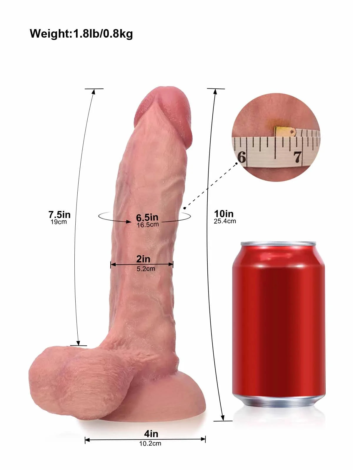 Jesse 10" x 2" Curved Realistic Silicone Dildo with Veined Shaft, Soft Balls & Suction Base-2