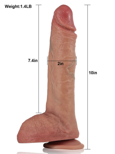 John Silent and Fast Thrusting Pulsating Vibrating Heating Dildo - 10*2 Inch