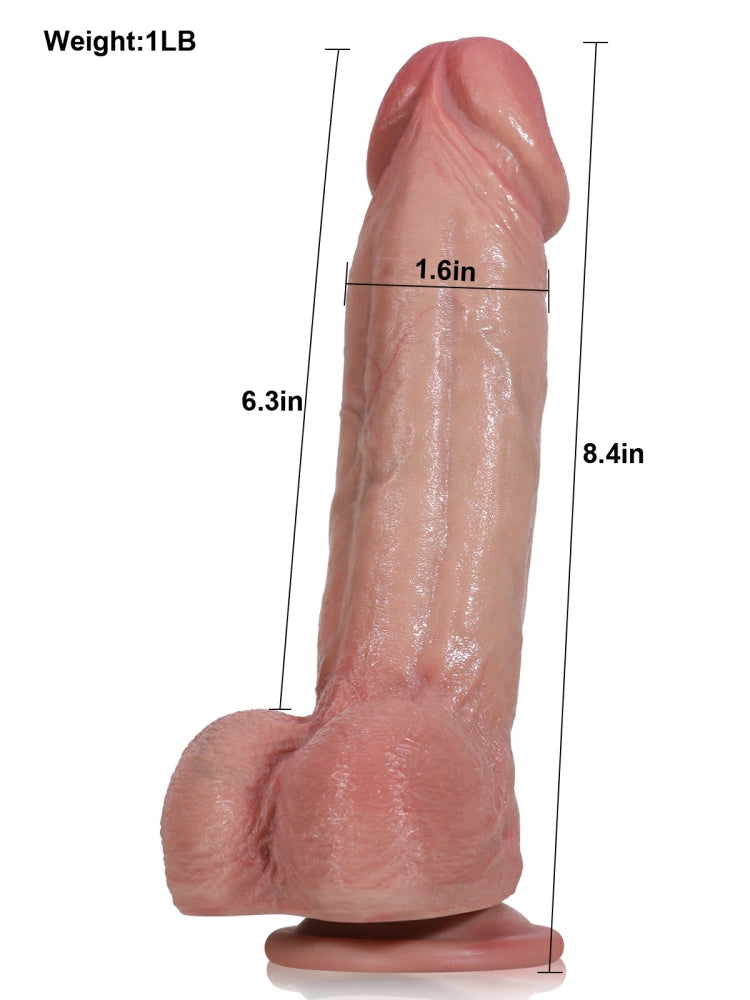Jordan 8.3" x 1.7" Textured Realistic Dildo with Sculpted Spine