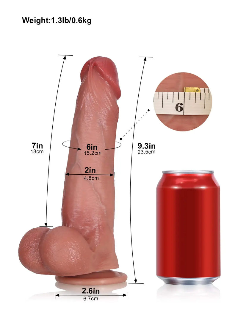 Joshua 9.3 x 2 Sliding Skin Realistic Dildo with Large Moving Balls & Suction Base-2