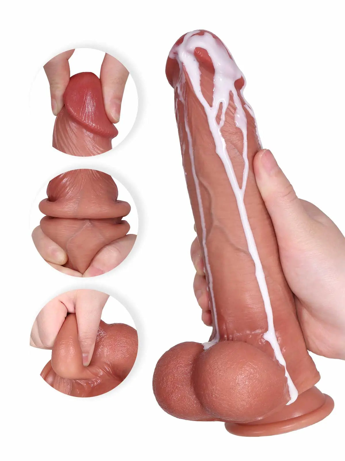 Joshua 9.3 x 2 Sliding Skin Realistic Dildo with Large Moving Balls & Suction Base-4