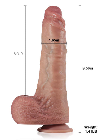 Kellz Thrusting Pulsating Vibrating Heating Curved Dildo - 9.5*1.6 Inch