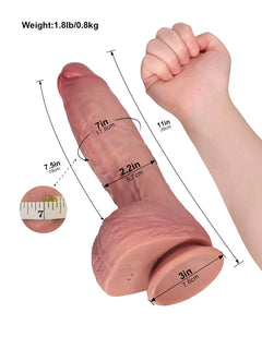 Lennox 11" x 2.2" Gradually Thickening Thrusting Dildo with Vibration & Heat-2