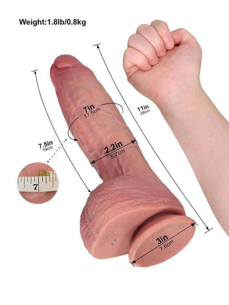 Lennox 11" x 2.2" Gradually Thickening Thrusting Dildo with Vibration & Heat-2