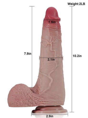 Lewis Thick Huge Soft Sliding Skin Dildo With Foreskin - 10*2.1 Inch
