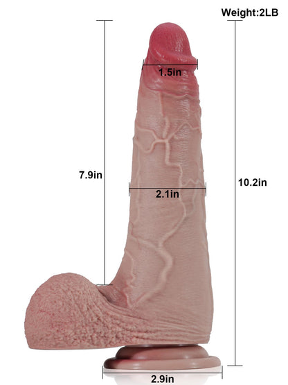 Lewis Thick Huge Soft Sliding Skin Dildo With Foreskin - 10*2.1 Inch