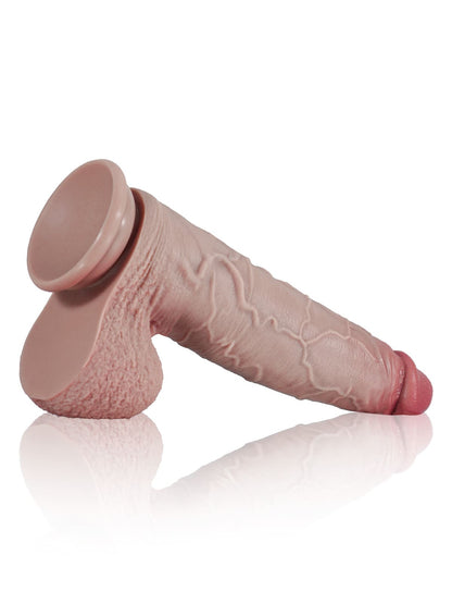 Lewis Thick Huge Soft Sliding Skin Dildo With Foreskin - 10*2.1 Inch