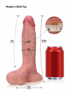 Logan 9.2" x 2" Realistic Silicone Dildo with Large Glans, Defined Ridge & Suction Base-2