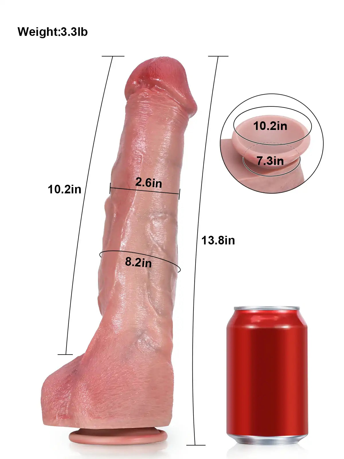 Maine 13.8" x 2.6" XXL Bendable Core Gay Anal Dildo with Suction Base