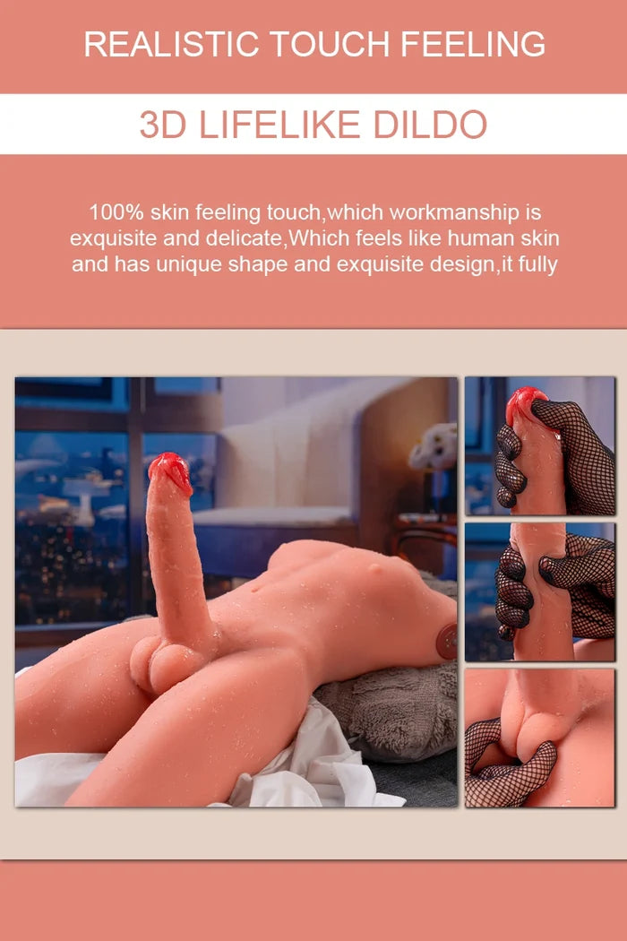 Marcus 17.6LB TPE Male Sex Torso with Thighs & 6.69" Thrusting Vibrating Dildo-8